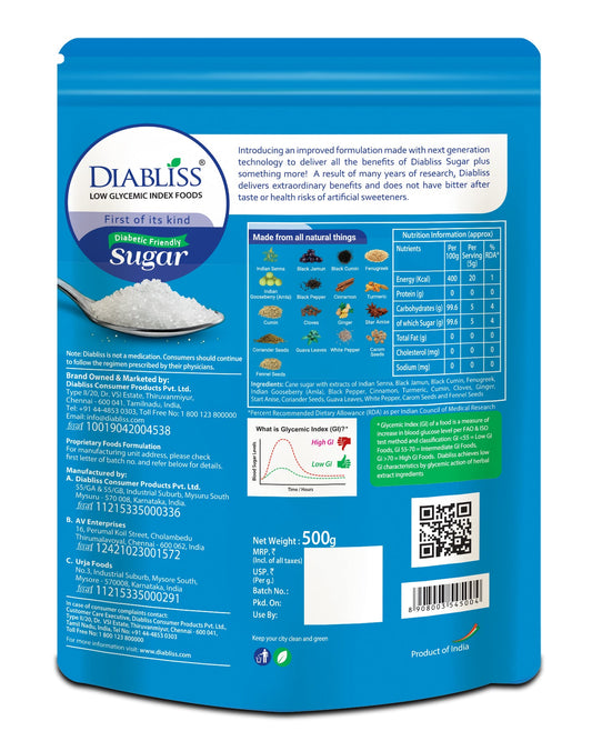 Diabliss Diabetic Friendly Sugar - Distacart