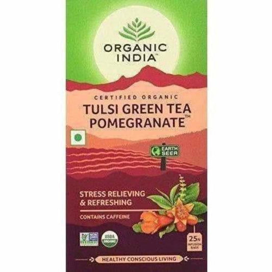 Organic India Tulsi Green Tea, Pomegranate, 25 Tea Bags - diocart