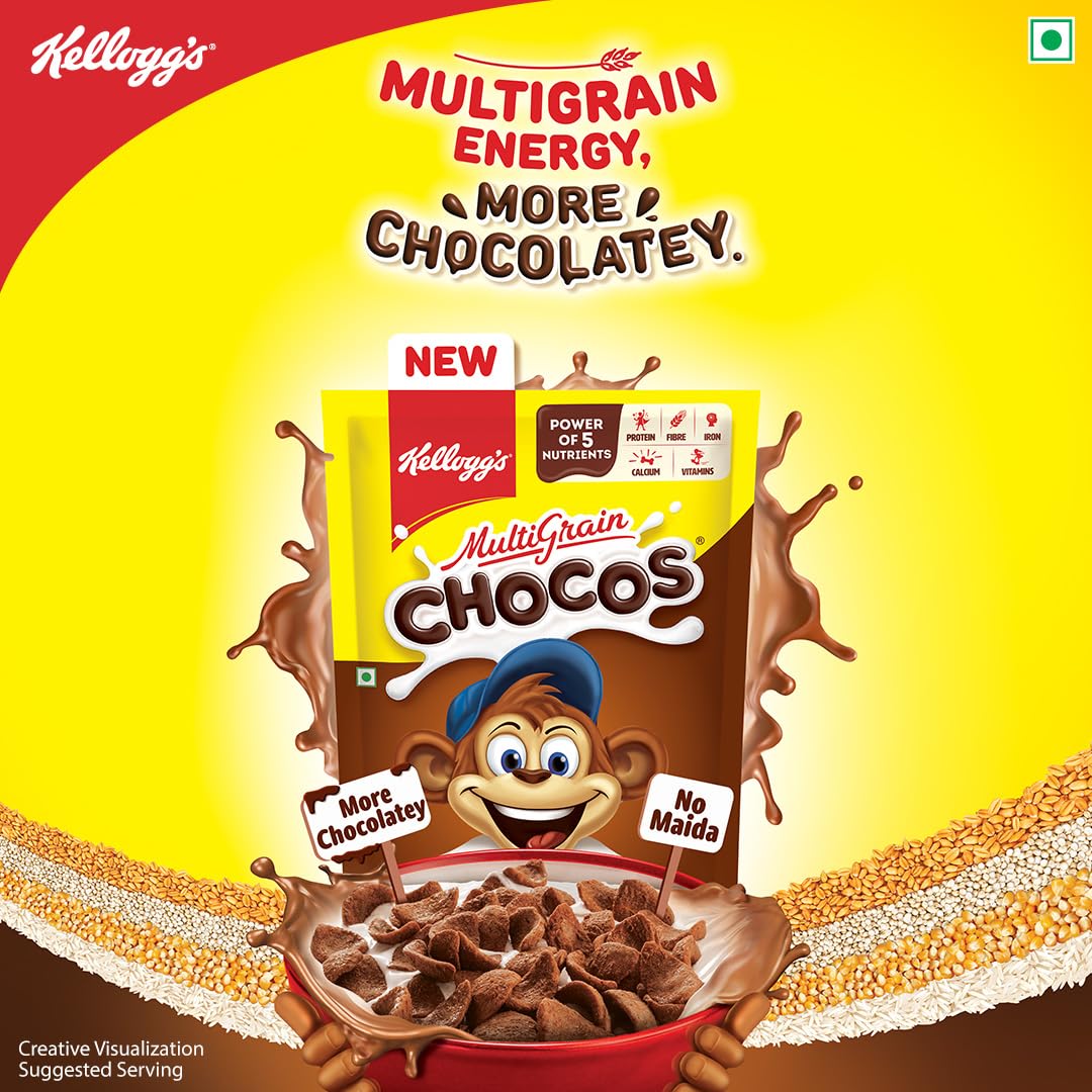 Kellogg's Multigrain Chocos For Kids, Power Of 5 Nutrients Protein, Fibre, Iron, Calcium, Vitamins - diocart