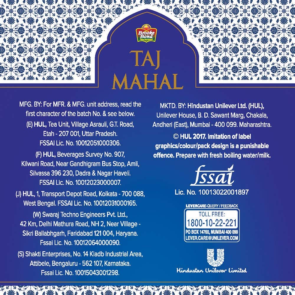 Brooke Bond Taj Mahal Tea - India's Premium Chai, Rich & Flavourful Tea