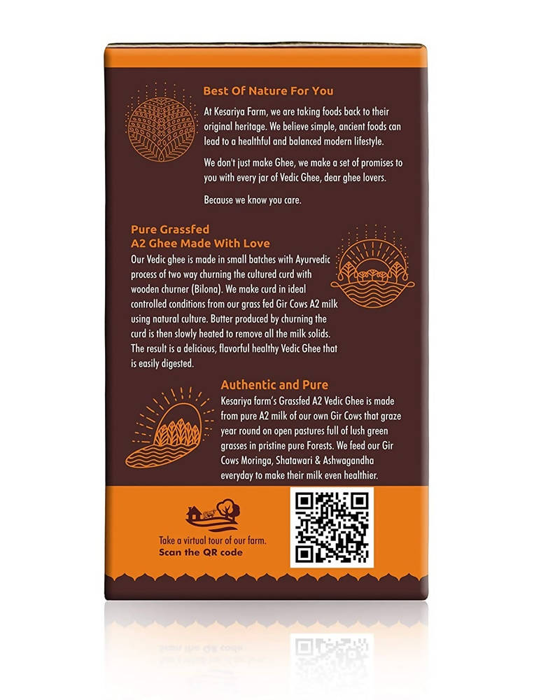 Vedic Ghee Premium A2 Gir Cow Cultured Ghee from Kesariya Farm Indian Gir Cow Ghee, Pure A2 Ghee, Natural & Healthy