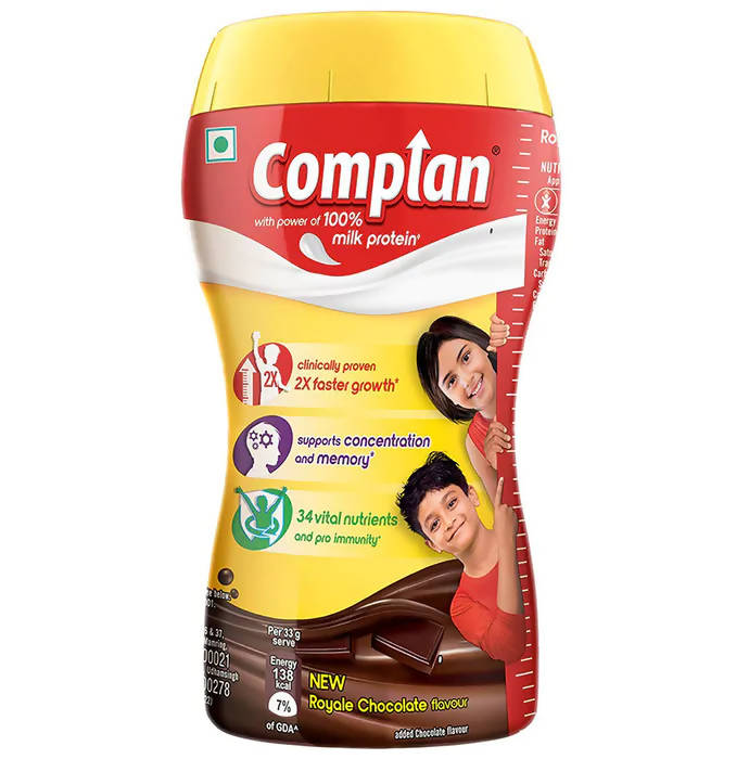 Complan Nutrition and Health Drink Royale Chocolate Jar - Flavourful Nutritious Drink, 100% Milk Protein, Improves Childrens Immune System