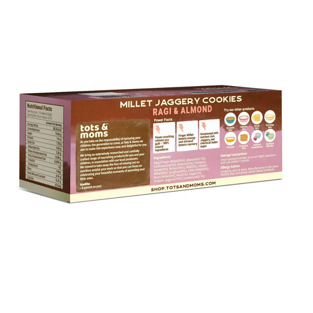 Tots and Moms Millet & Jaggery Cookies with Ragi & Almonds - Distacart
