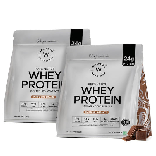 Whey Protein Isolate + Concentrate 24g | 1kg | 4B CFU Probiotics | Swiss Chocolate