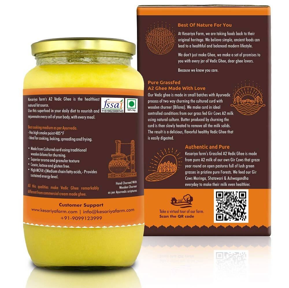 Vedic Ghee Premium A2 Gir Cow Cultured Ghee from Kesariya Farm Indian Gir Cow Ghee, Pure A2 Ghee, Natural & Healthy