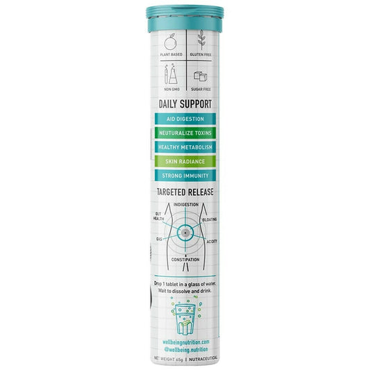 Wellbeing Nutrition Probiotic + Prebiotic Effervescent Tablets-Green Apple & Mint Flavor