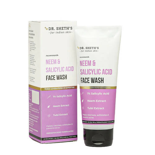 Dr. Sheth's Neem & Salicylic Acid Face Wash, Anti-Acne & Oil Control Face Cleanser