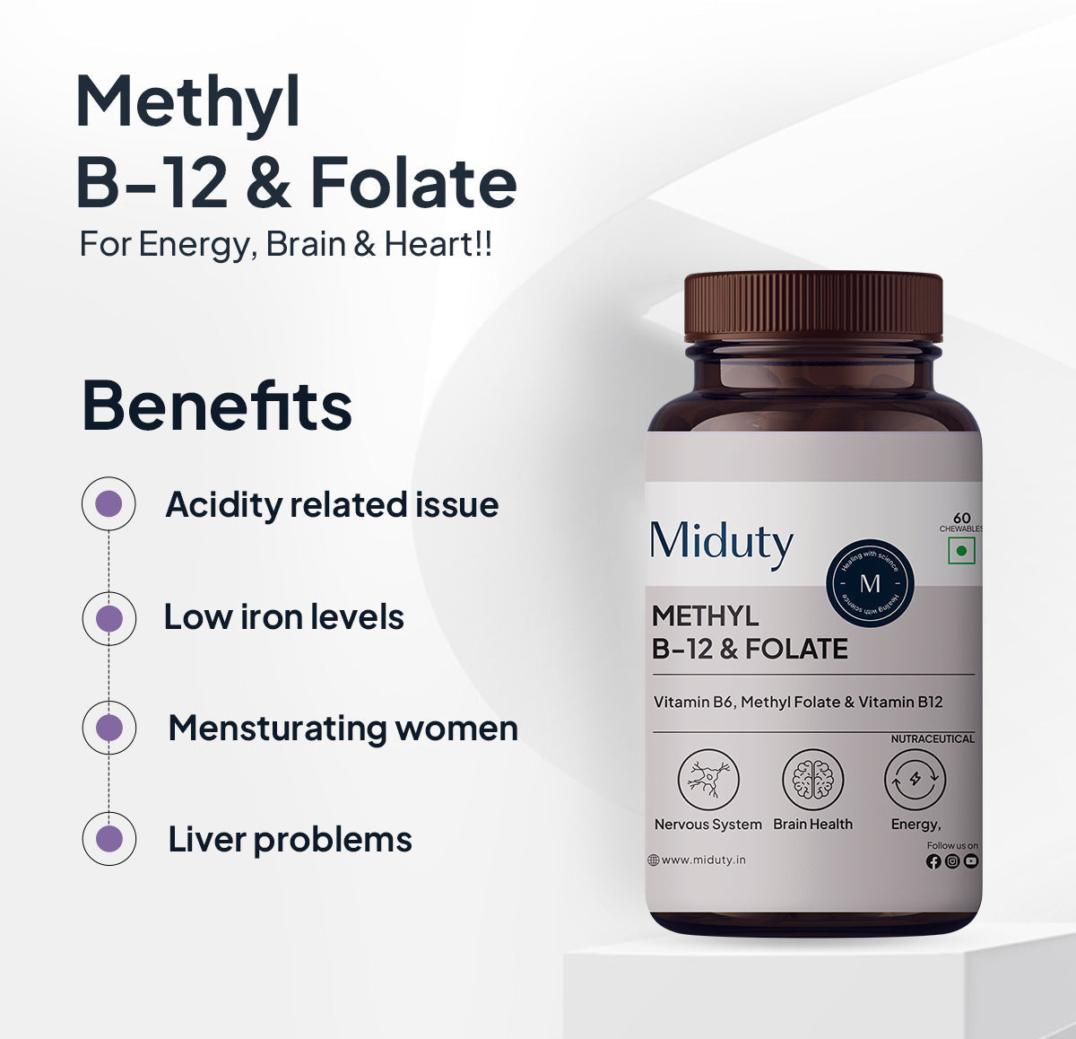 Miduty by Palak Notes Methyl B-12 & Folate Chewable Tablets