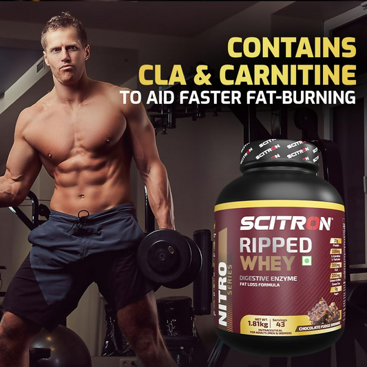 Scitron Ripped Whey Protein Powder Flavor Chocolate Fudge Brownie