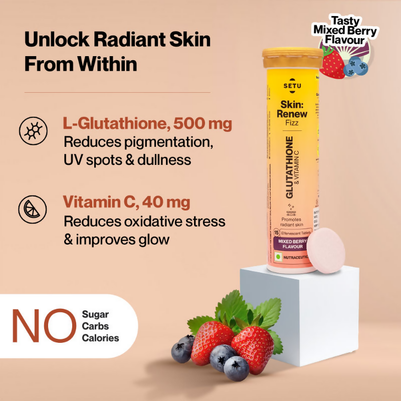 Setu Skin Renew Fizz Glutathione & Vitamin C Effervescent Tablets - Distacart