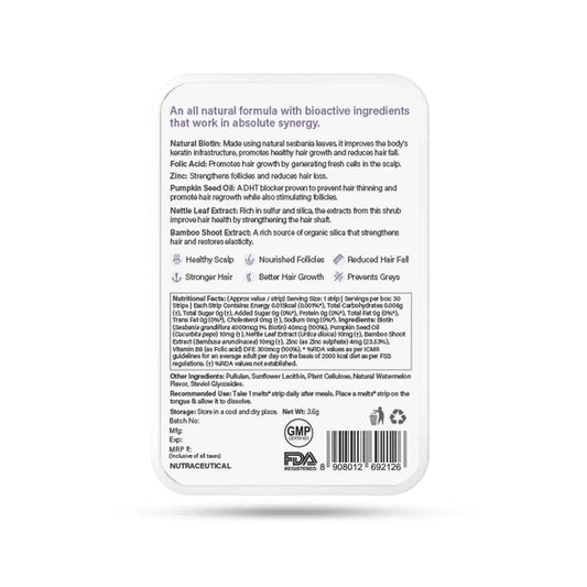 Wellbeing Nutrition Melts into Healthy Hair Biotin 10,000mcg Tropical Watermelon Disintegrating Strip Sugar Free