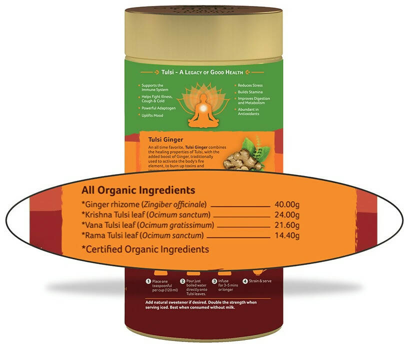 Organic India Tulsi Ginger Green Tea - diocart