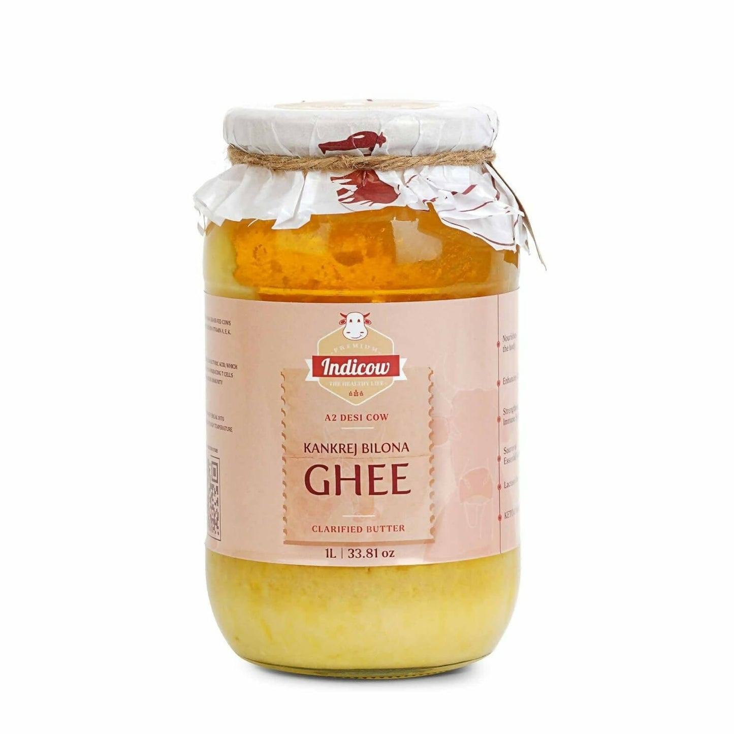Indicow Foods Kankrej Bilona A2 Cow Ghee | 100% Desi Cow Ghee | Premium A2 Desi Ghee | Cultured Cow Pure Ghee