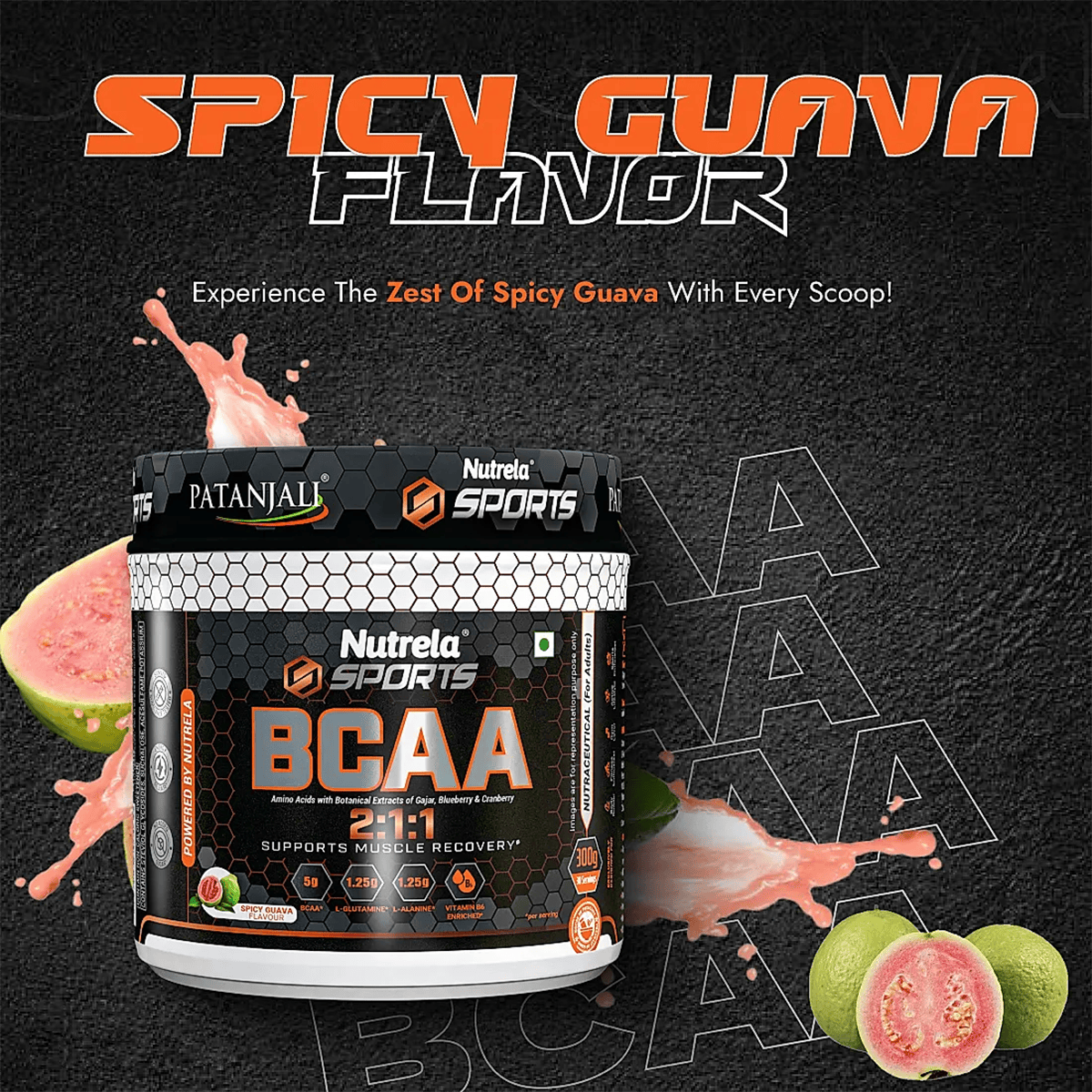 Patanjali Nutrela Sports BCAA Powder Spicy (Guava Flavour)