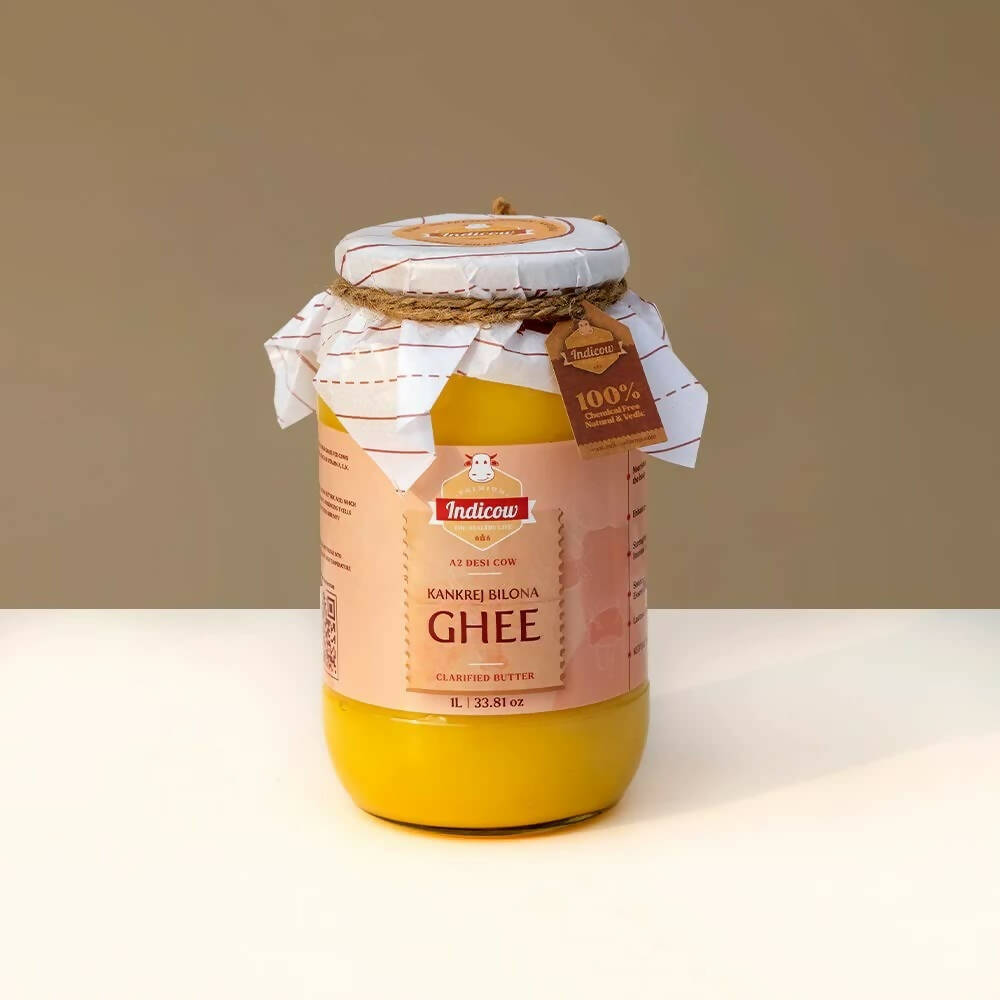 Indicow Foods Kankrej Bilona A2 Cow Ghee | 100% Desi Cow Ghee | Premium A2 Desi Ghee | Cultured Cow Pure Ghee