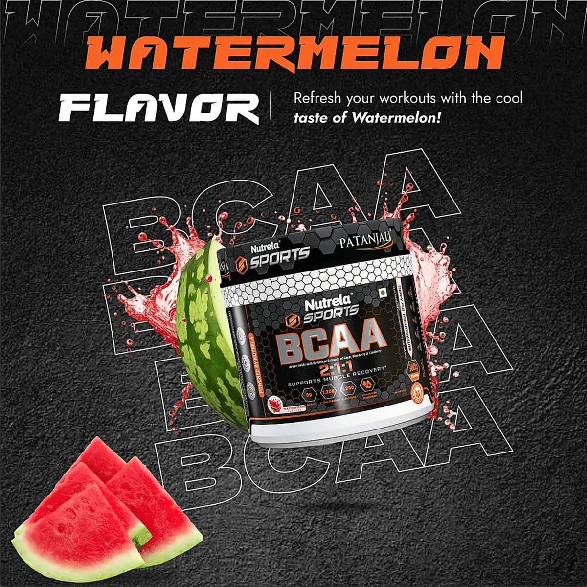 Patanjali Nutrela Sports BCAA Powder (Watermelon Flavour)