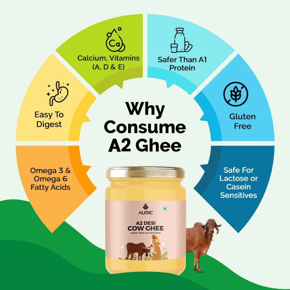 Auric A2 Bilona Desi Cow Ghee - Pure Brijwasi Ghee - Bilona Curd Churned - Distacart