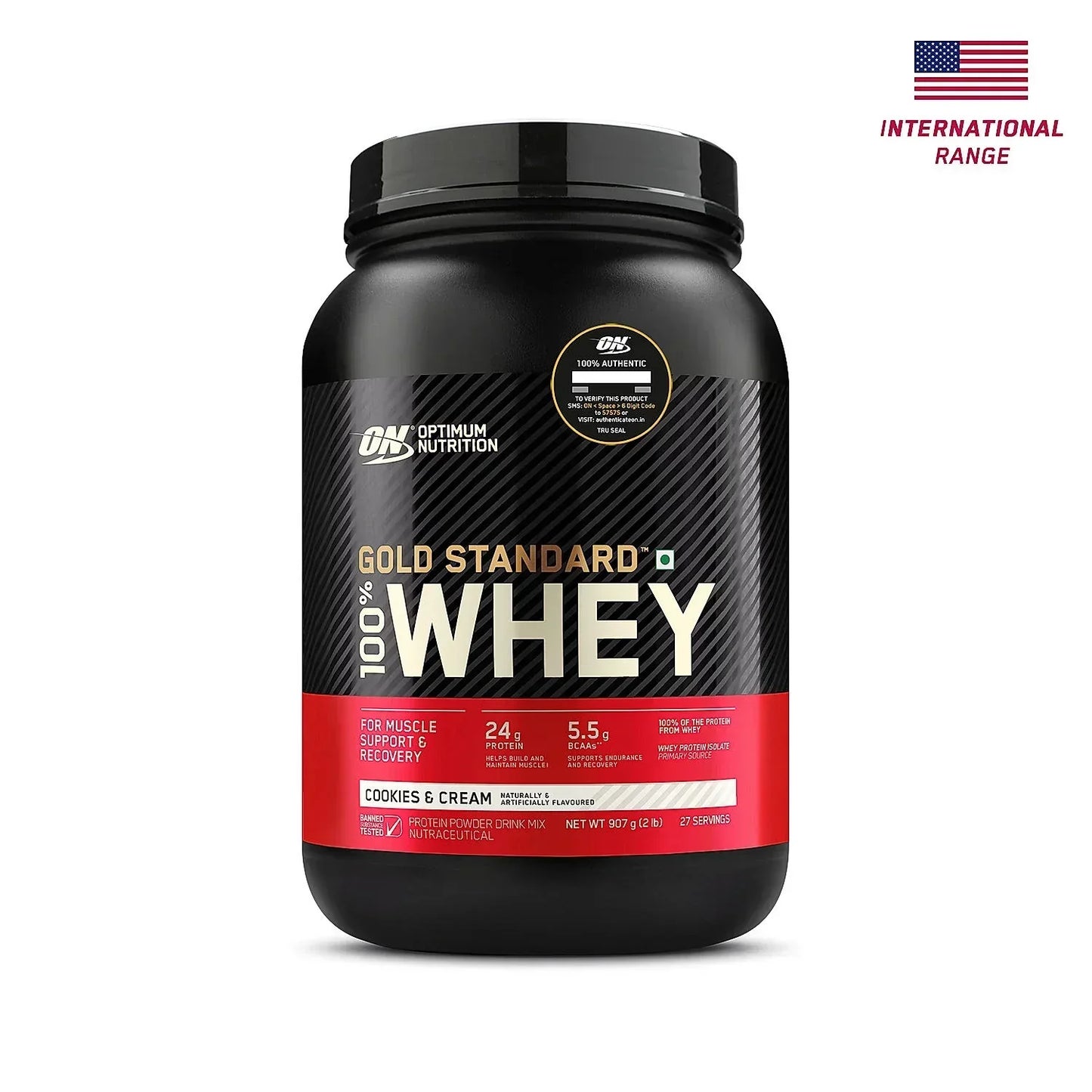 Optimum Nutrition Gold Standard 100% Whey Protein Powder (Cookies & Cream)-907 gm