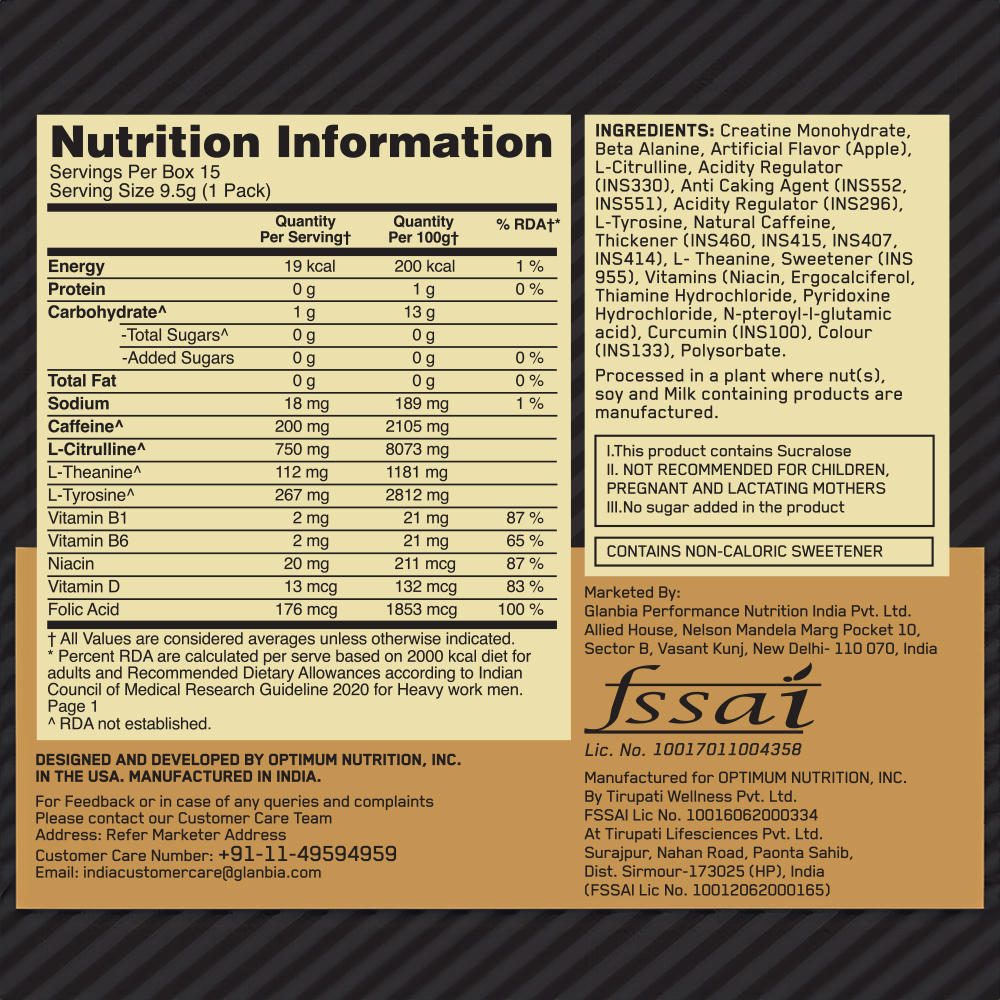 Optimum Nutrition Gold Standard 100% Whey (Double Rich Chocolate) 4kg & Pre Workout (Green Apple) 142.5gm