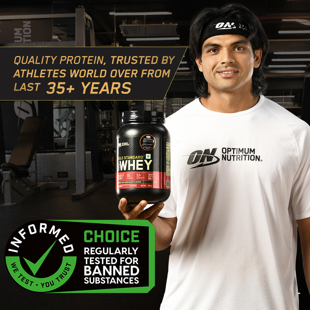 Optimum Nutrition Gold Standard 100% Whey (Double Rich Chocolate) 4kg & Pre Workout (Green Apple) 142.5gm