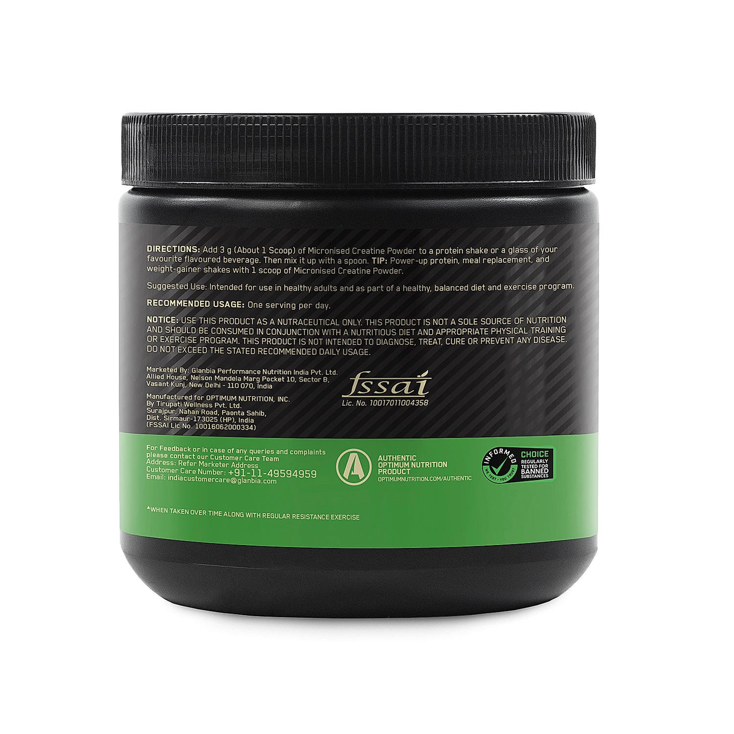 Optimum Nutrition Gold Standard 100% Whey Protein Powder (Double Rich Chocolate) 2.27kg & Micronised Creatine Powder (Unflavoured) 250gm