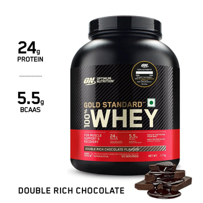 Optimum Nutrition Gold Standard 100% Whey Protein Powder (Double Rich Chocolate)-1.7 kg