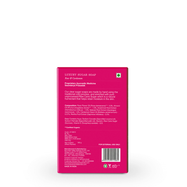 Forest Essentials Luxury Sugar Soap Rose & Cardamom - diocart