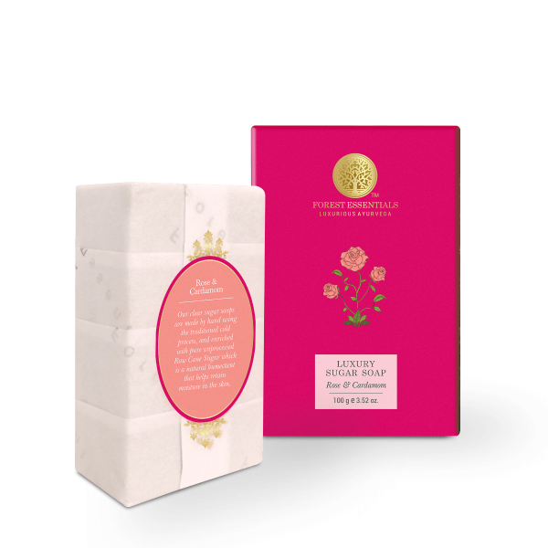 Forest Essentials Luxury Sugar Soap Rose & Cardamom - diocart
