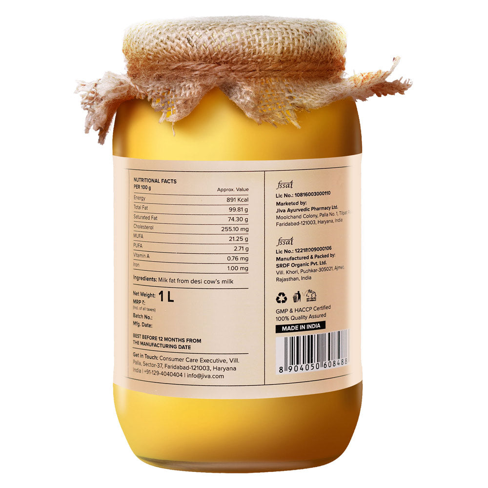Jiva Ayurveda A2 Gir Desi Cow Ghee | Desi Gir Cow Ghee | Pure and Natural Ghee From A2 Cow Milk