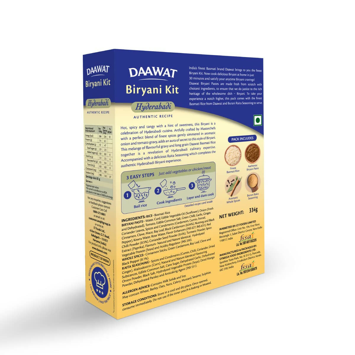 Daawat Biryani Kit Hyderabadi - Authentic Recipe - Distacart