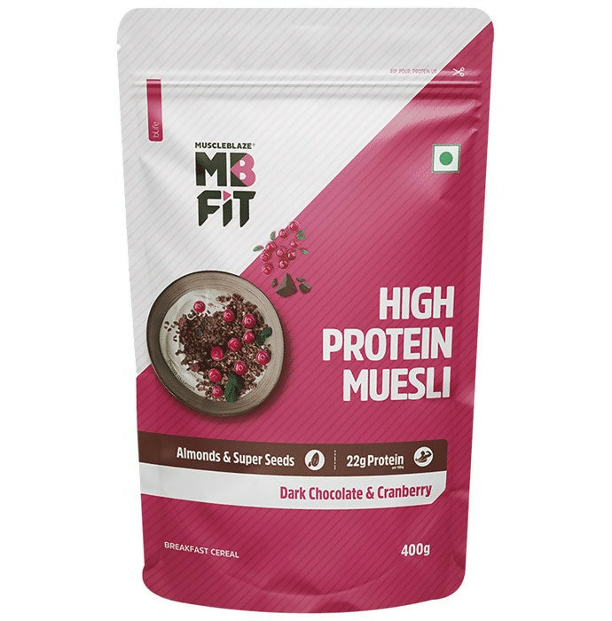 MuscleBlaze Fit High Protein Muesli - Dark Chocolate & Cranberry - Distacart