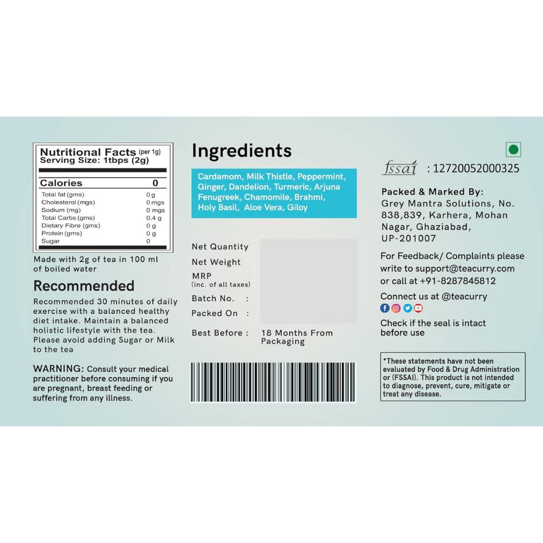 Teacurry Fatty Liver Tea Bags - diocart