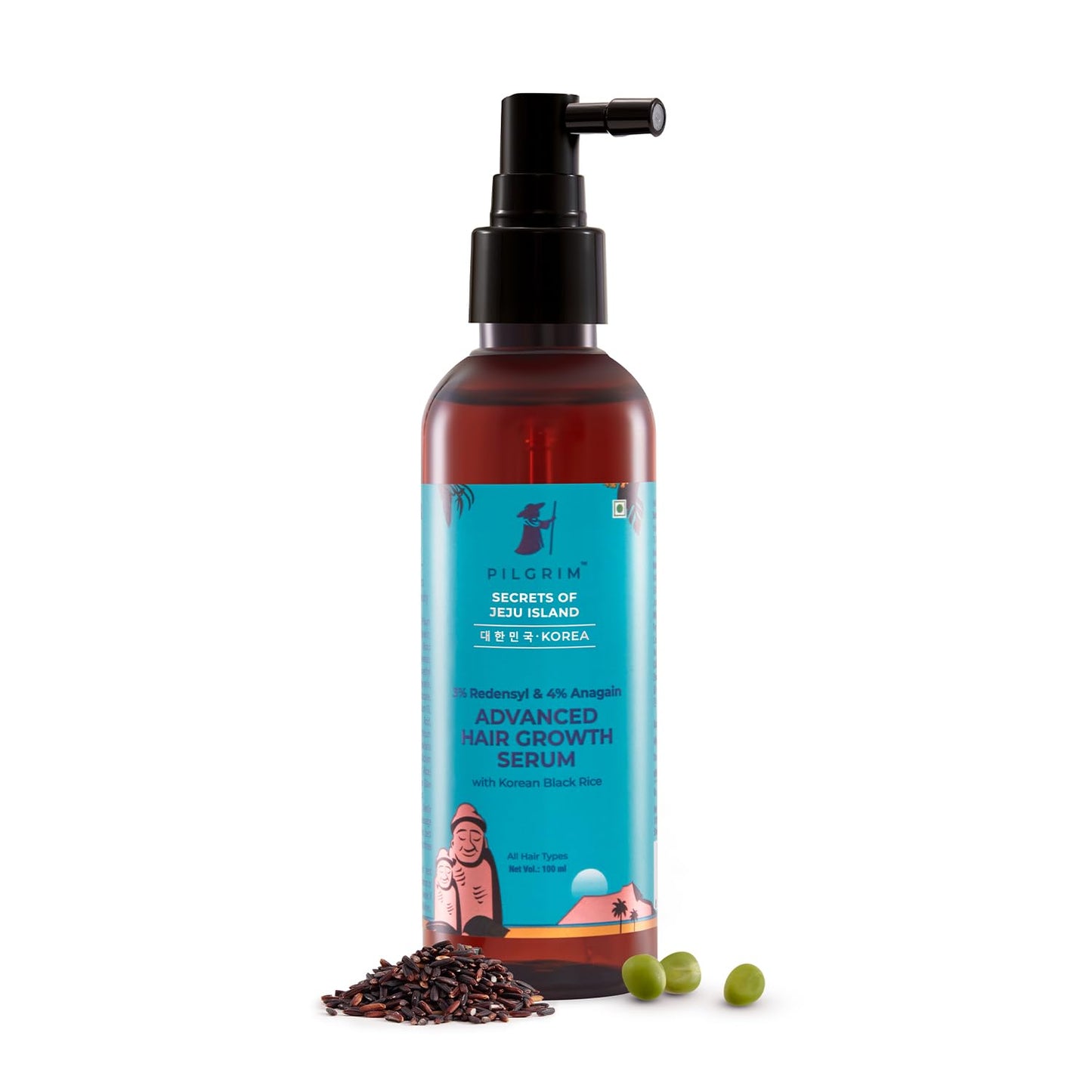 Pilgrim 3% Redensyl + 4% Anagain  Advanced Hair Growth Serum with Korean Black Rice