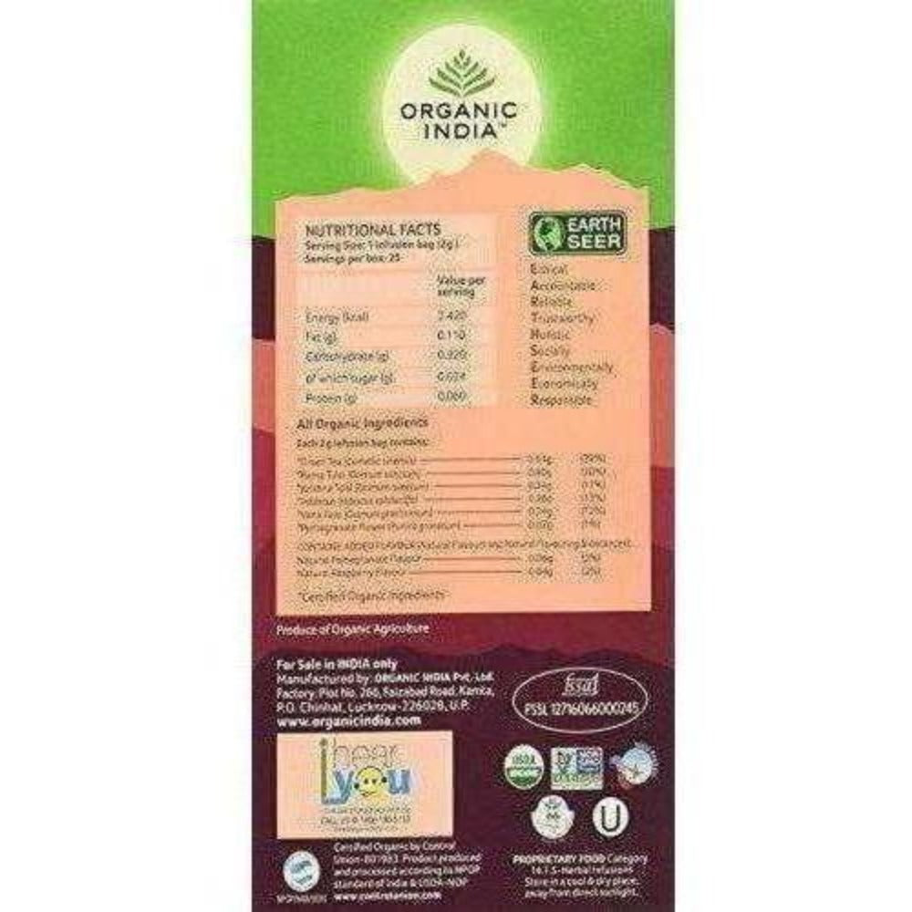 Organic India Tulsi Green Tea, Pomegranate, 25 Tea Bags - diocart