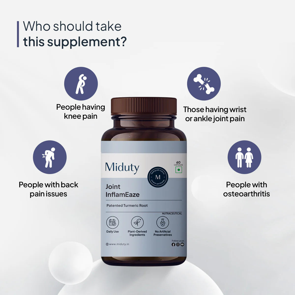 Miduty by Palak Notes Joint InflamEaze Capsules (Formerly Joint Pain Relief) - Distacart