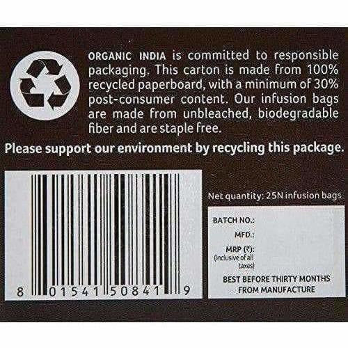 Organic India Tulsi Green Tea Lemon Ginger 25 Tea Bags - Distacart