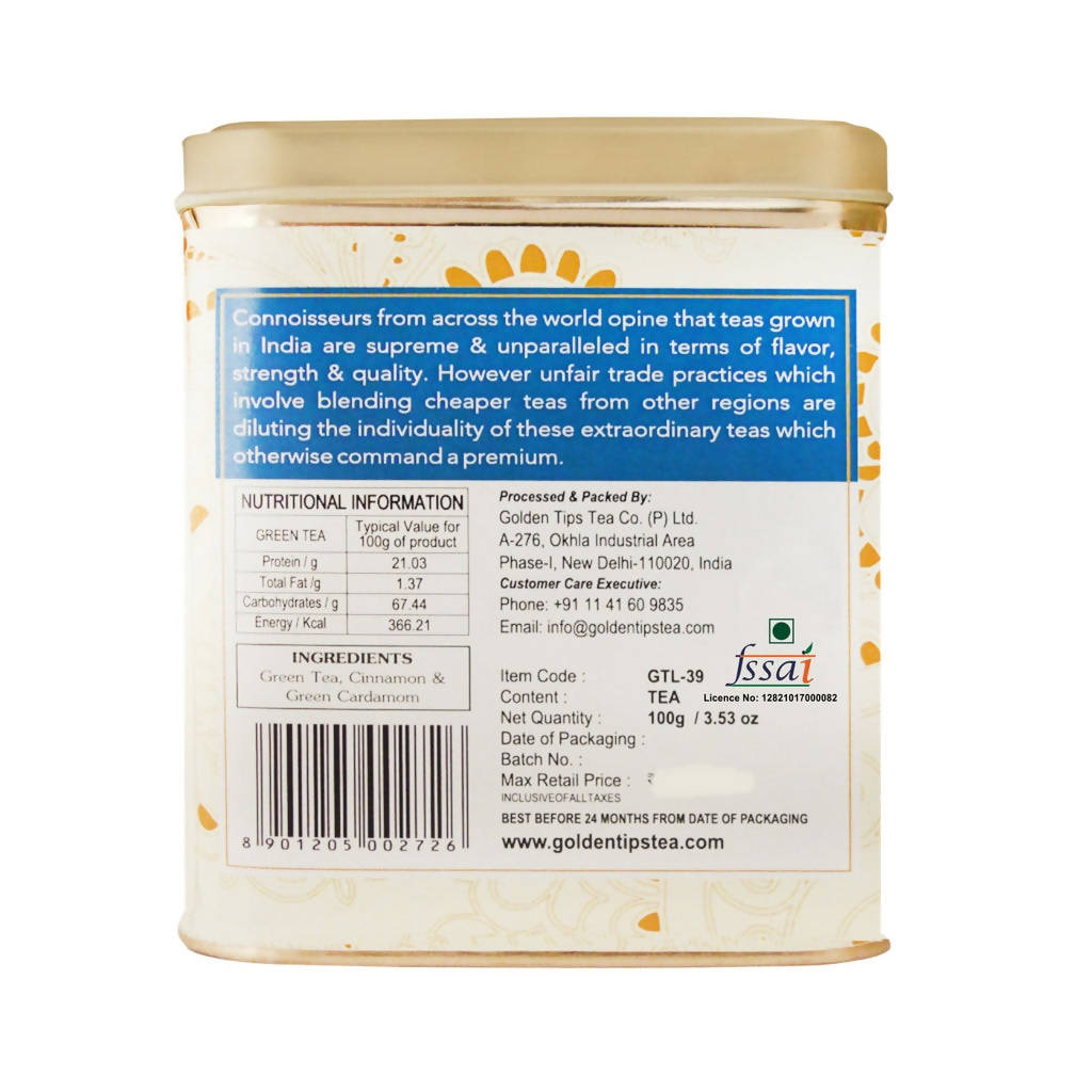 Golden Tips Kashmiri Kahwa Green Tea - Tin Can - Distacart