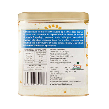 Golden Tips Kashmiri Kahwa Green Tea - Tin Can - Distacart