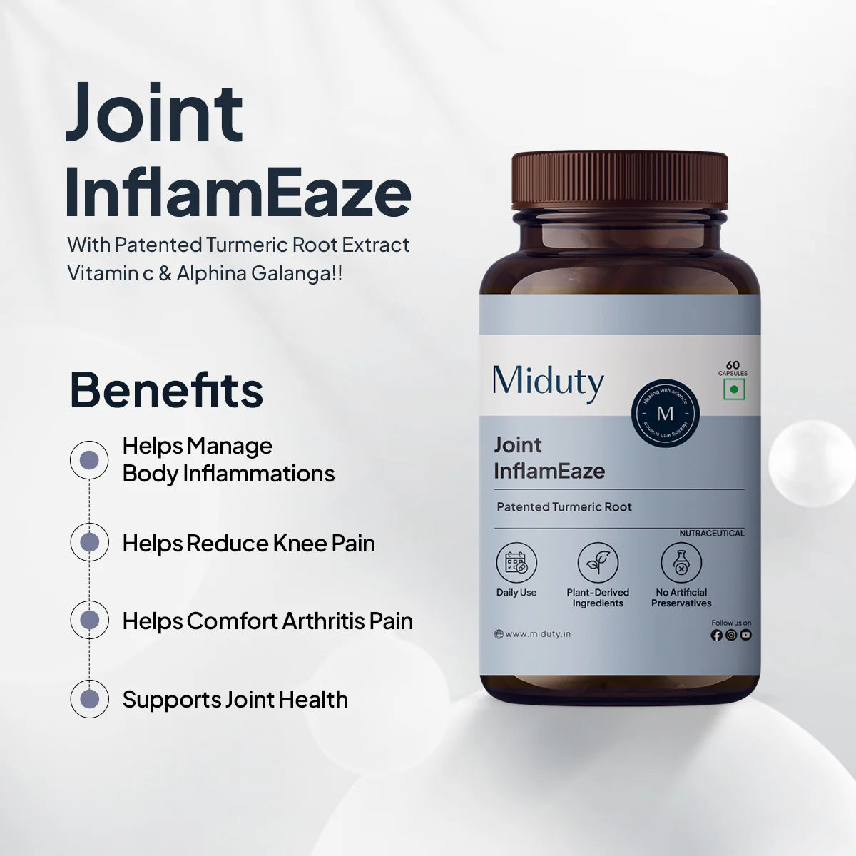 Miduty by Palak Notes Joint InflamEaze Capsules (Formerly Joint Pain Relief) - Distacart