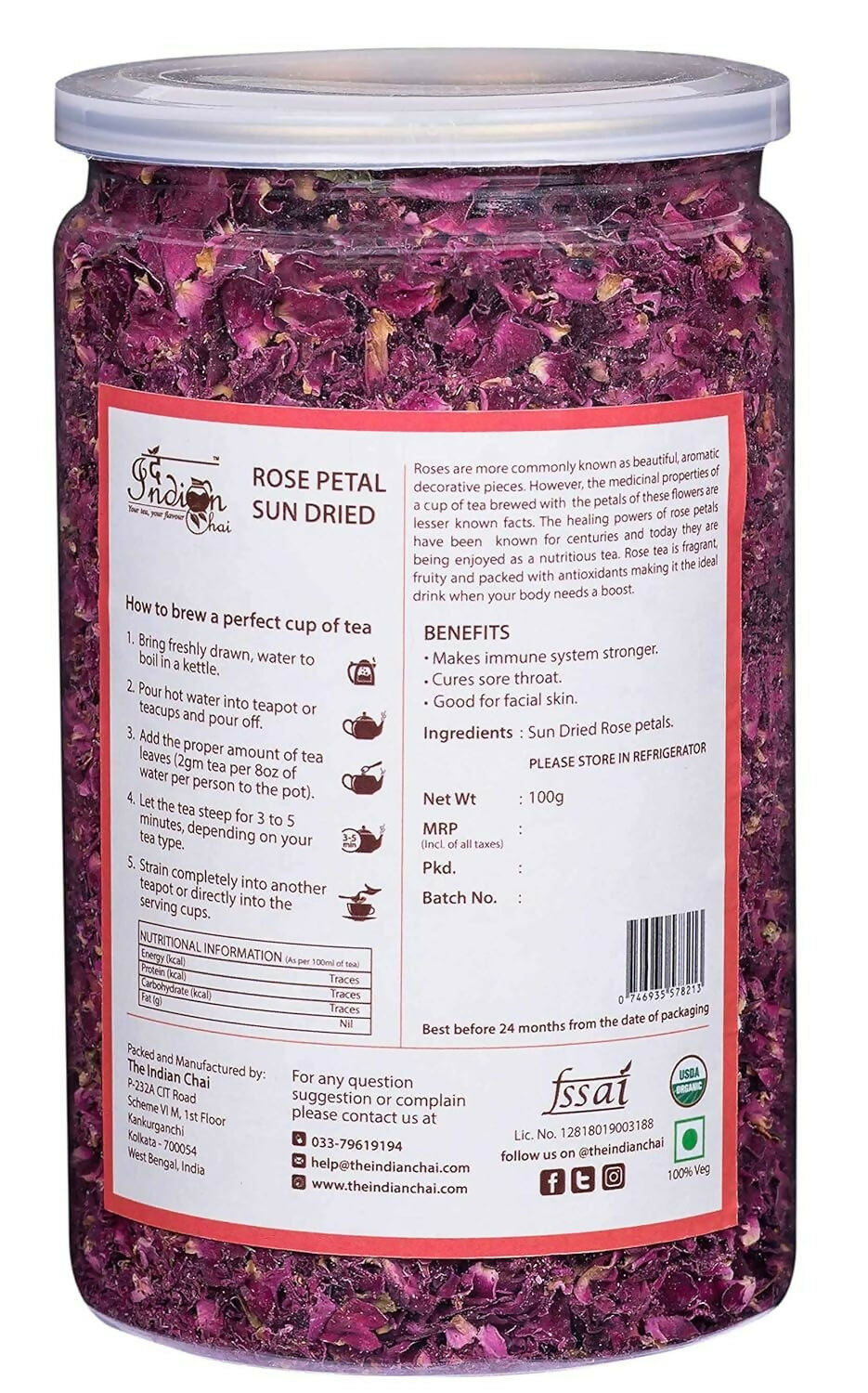 The Indian Chai - Rose Petals Sun Dried Tea - Distacart