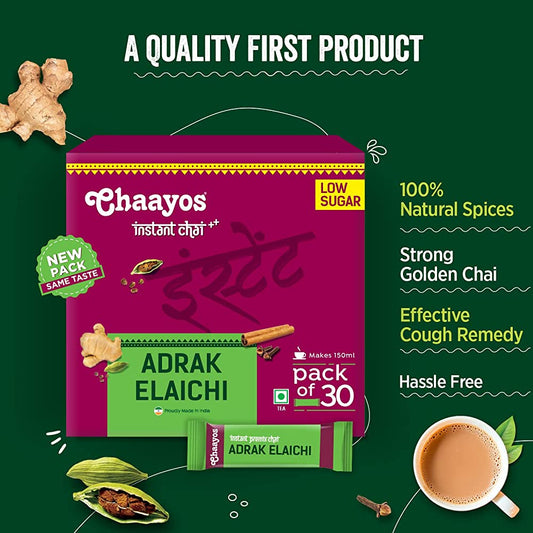 Chaayos Instant Adrak Elaichi Tea Premix (Low Sugar) - diocart