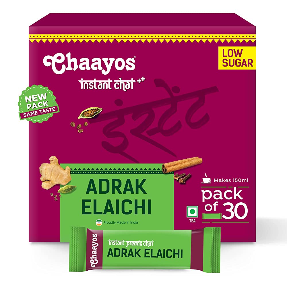 Chaayos Instant Adrak Elaichi Tea Premix (Low Sugar) - diocart