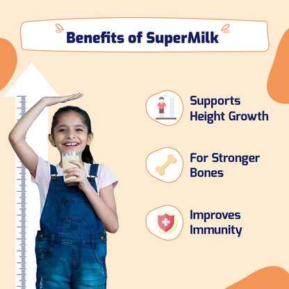 Gritzo SuperMilk Height+ (7-12y Girls), 10g Protein (Creamy Vanilla) - Distacart