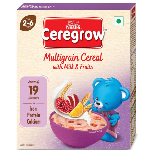 Nestle Ceregrow Kids (2-6 yrs) Cereal-Multigrain, Milk & Fruits, Rich in Iron, Calcium & Protein