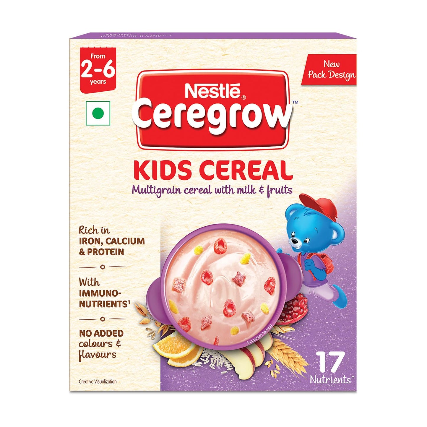 Nestle Ceregrow Kids (2-6 yrs) Cereal-Multigrain, Milk & Fruits, Rich in Iron, Calcium & Protein