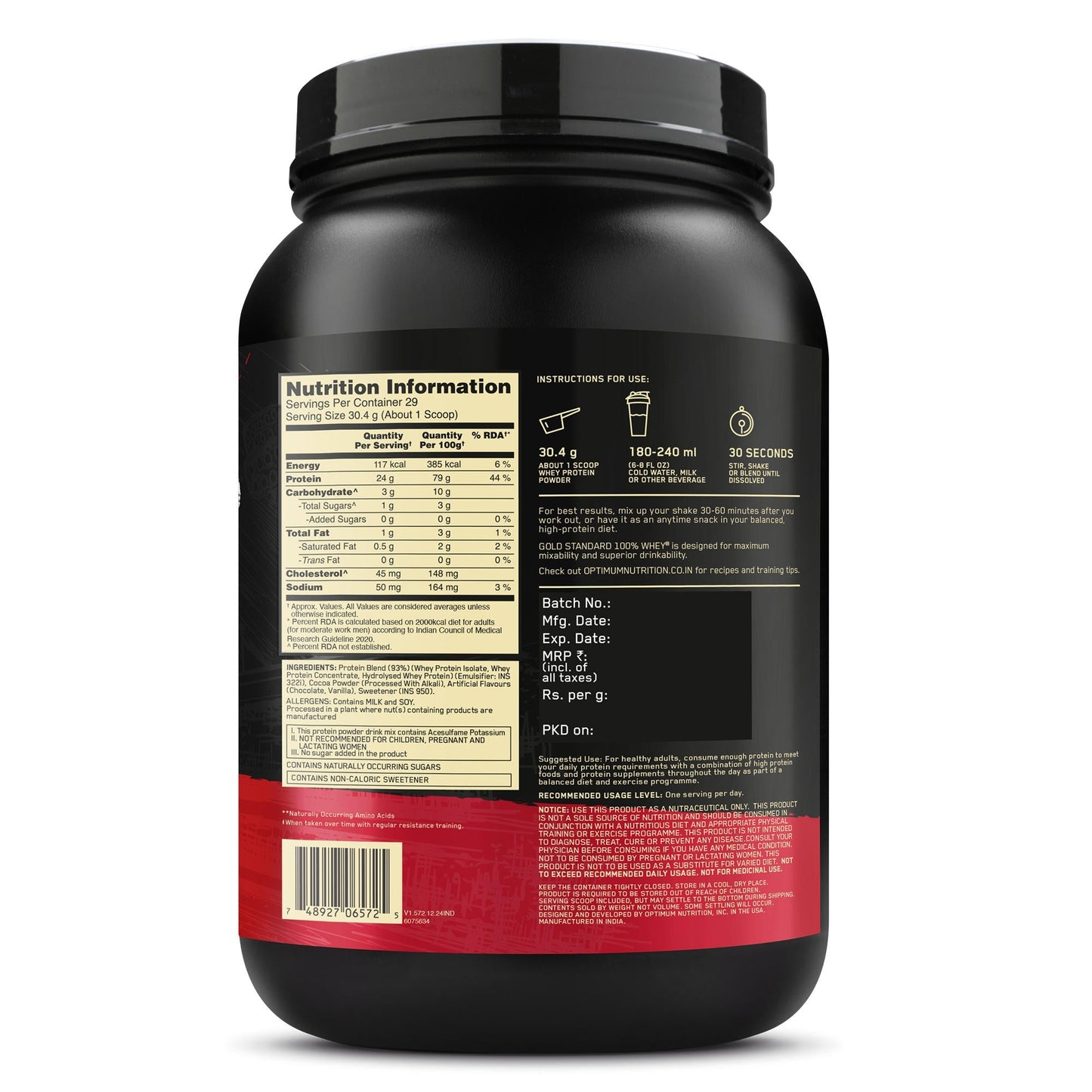 Optimum Nutrition Gold Standard 100% Whey (Double Rich Chocolate) 907gm & Creatine 100gm