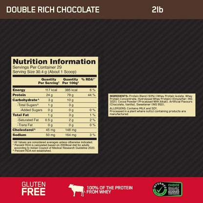 Optimum Nutrition Gold Standard 100% Whey (Double Rich Chocolate) 907gm & Creatine 100gm