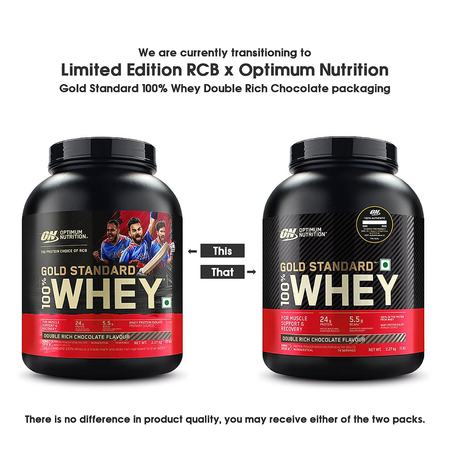 Optimum Nutrition Gold Standard 100% Whey (Double Rich Chocolate) 2.27kg & Pre Workout (Green Apple) 142.5gm