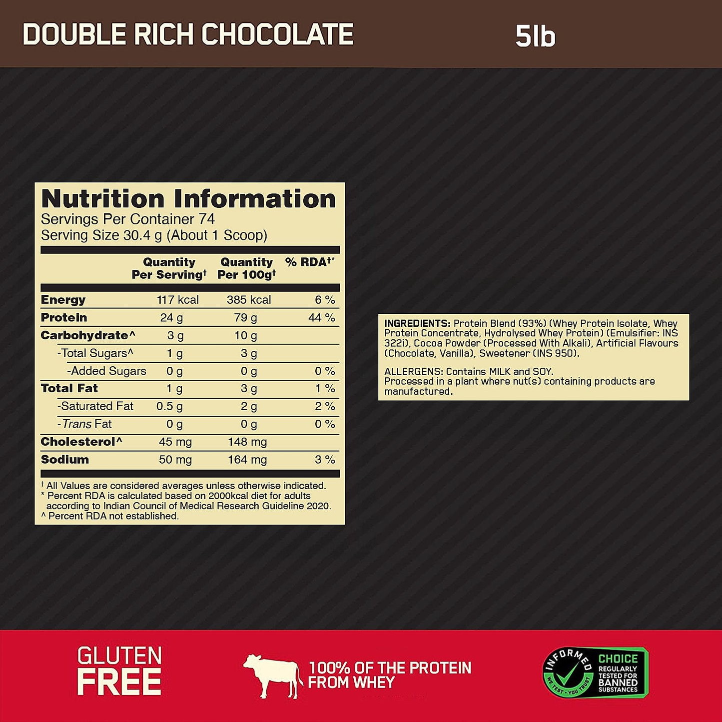 Optimum Nutrition Gold Standard 100% Whey (Double Rich Chocolate) 2.27kg & Pre Workout (Green Apple) 142.5gm