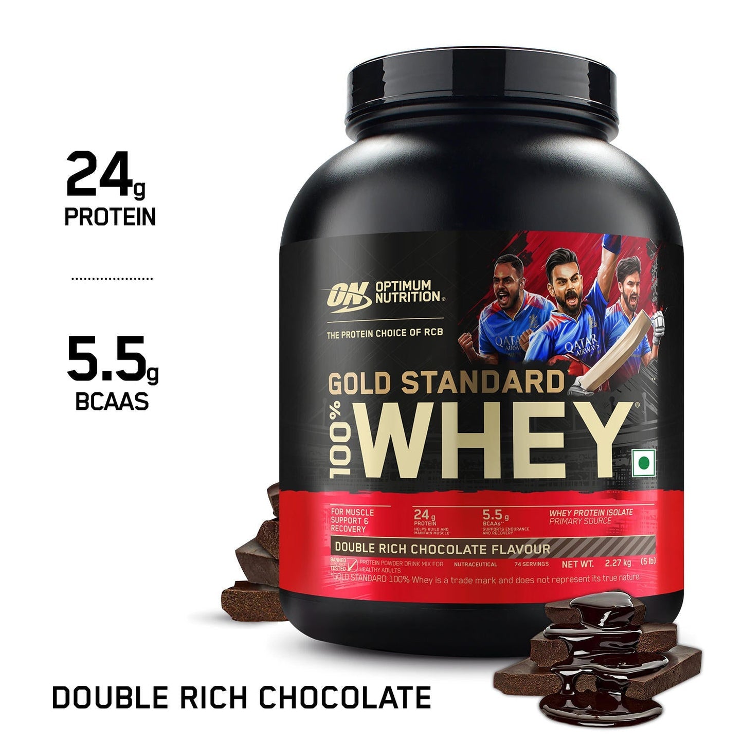 Optimum Nutrition Gold Standard 100% Whey Protein Powder (Double Rich Chocolate)-2.27 kg